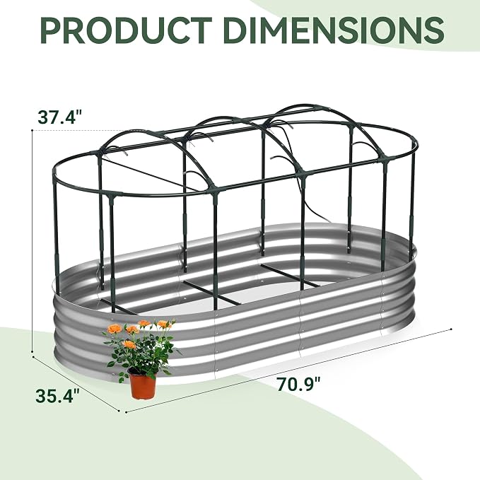 Lineware Raised Garden Bed with Sprinkler Timer and Self-Watering System, 6x3x1 ft Elevated Planter Boxes Outdoor with Mesh Cover, Galvanized Raised Beds for,Vegetables,Flowers, Backyard, Patio
