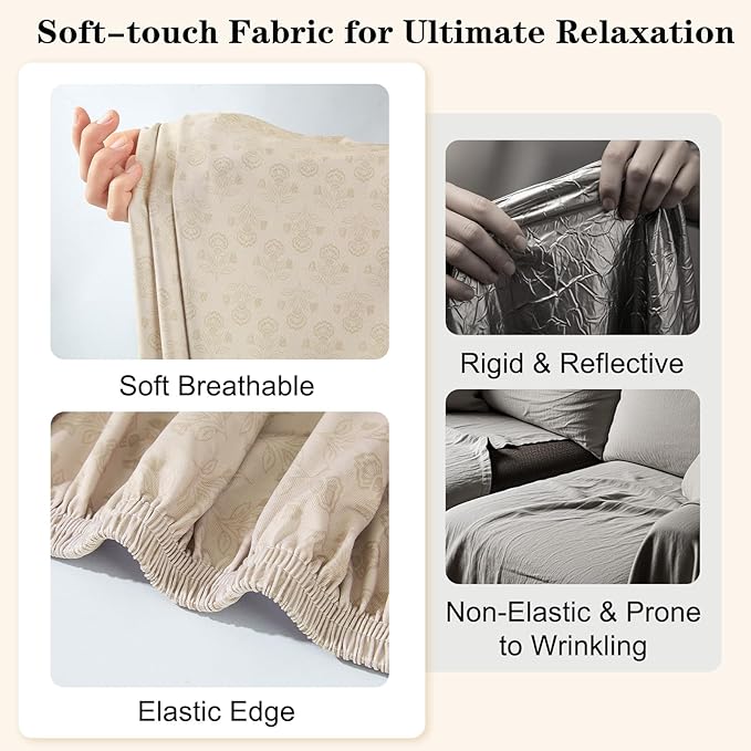 8-Piece High Elastic Outdoor Cushion Covers - Full Set Stretch Replacement Slipcovers for Seat & Back Cushions - Universal Fit for 4-Person Patio Sofa, Fits 20-27" Wide