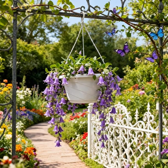 Toddmomy 10Pcs Plastic Hanging Planter with Hooks, Hanging Orchid Pot Flower Pots Baskets Nursery Planter Holder for Plants Outdoor Indoor Garden Balcony