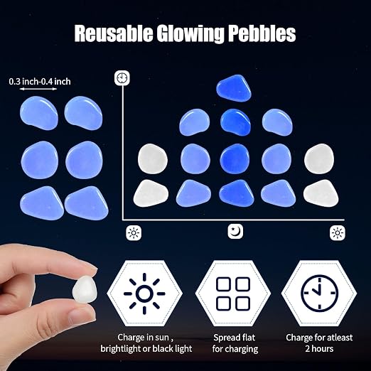Sasylvia 6000 Pcs Glow in the Dark Rocks Glow in the Dark Pebbles Glowing Rocks for Garden Outdoor Glowing Fish Tank Pebbles Luminous Stone for Outdoor Yard Patio Aquarium Landscaping (White)