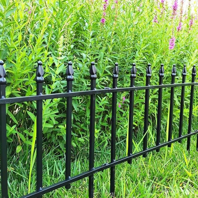 Thealyn Metal Decorative Garden Fence 22" Wide x 18" High (10 Panels, Total Length 18.3 feet), Metal Border Folding Fence, Landscape Fencing for Flower Bed, Yard, Animal Barrier