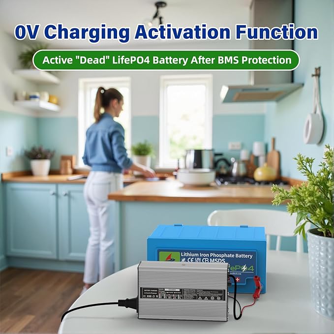 58.4V 5A, AC-DC Battery Charger, Dedicated Best Solution for 48V Lithium Iron Phosphate, LiFePO4 Battery Recharging, Support Charging Solar Off-Grid, Golf Cart (58.4V 5A Charger-Silvery)