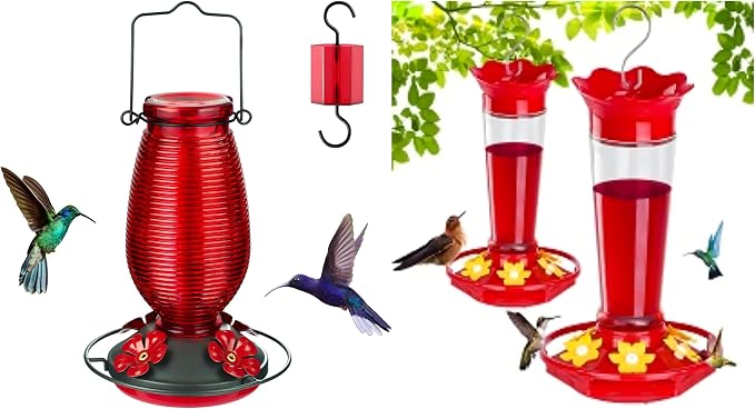 FEED GARDEN Plastic Hummingbird Feeder 10 Oz Red + Glass 20oz Red
