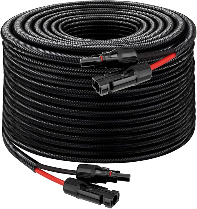 XRDS -RF Solar Panel Cable 100FT, 10AWG Solar Extension Cable with Male & Female Solar Connectors, Flame-Retardant Protective Sleeving Solar Cable, Weatherproof PV Wire for Solar Panel Connection