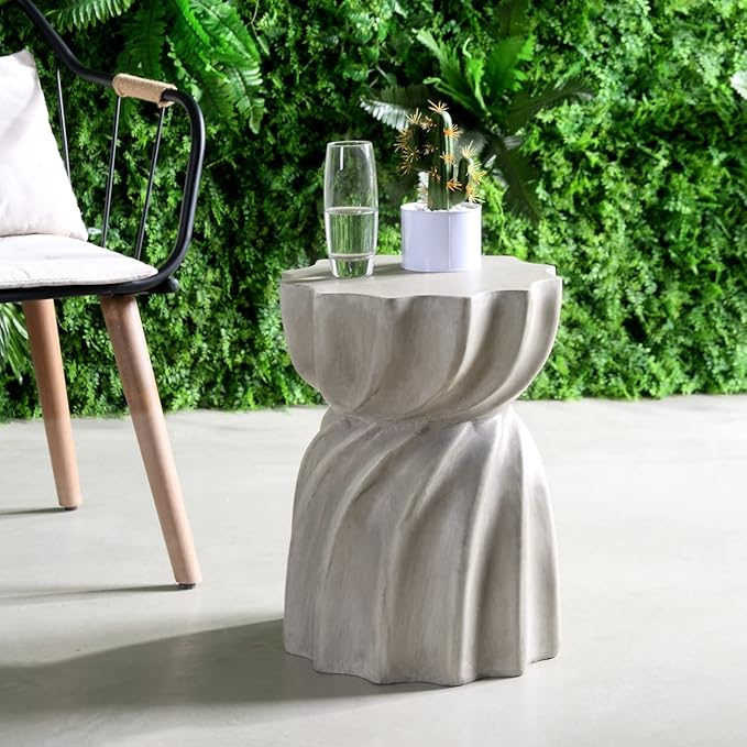 Christopher Knight Home Robin Outdoor Contemporary Lightweight Accent Side Table, Concrete Finish