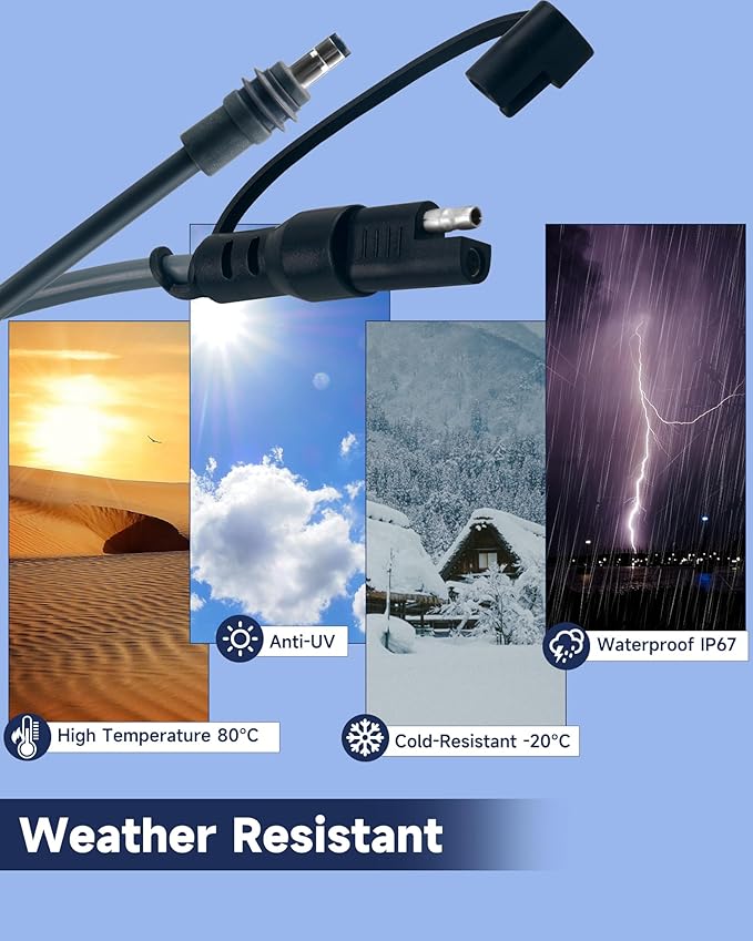 SAE to DC Power Cable for Starlink Mini - Waterproof 10FT 18AWG Quick Connect Disconnect Wire Compatible with Starlink Mini DC 5521 Port - with Polarity Reverse Adapter for RV Solar Panel Battery