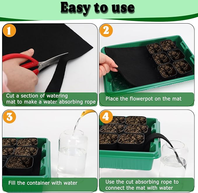 2 Packs Automatic Plant Watering Mat,39.4x39.4in Plants Watering Capillaries Mat 3mm Thick Wicking Mat for Seed Starting Seedling Greenhouse Hydroponics Indoor Potted Plants