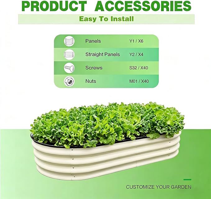 GrowHaus 4x2x1ft Galvanized Raised Garden Bed, Planter Boxes Outdoor Metal Garden Beds for Planting Vegetables Flowers Herbs Milk White 2 Pack