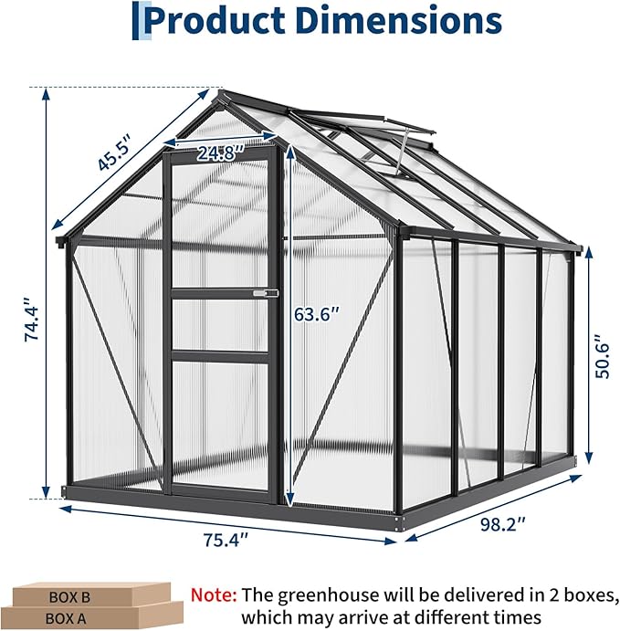 Greenhouse, 6x8 FT Greenhouse for Outdoors, Walk-in Green House with Ground Nails and Vent Windows, Sliding Lockable Door, Green Houses for Outside Garden Backyard, Patio
