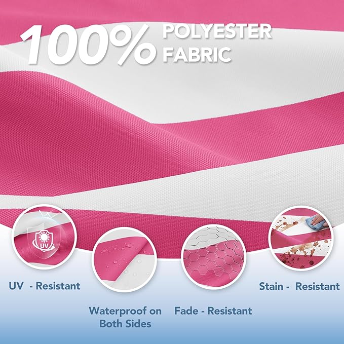 L'AGRATY Outdoor Lounge Chaise Cushion: 72x21x3 Inch Waterproof Lounge Chair Cushion for Outdoor Furniture with Fade Resistant Removable Cover - Patio Cushions for Pool Lawn Deck(Pink White 1Pack)