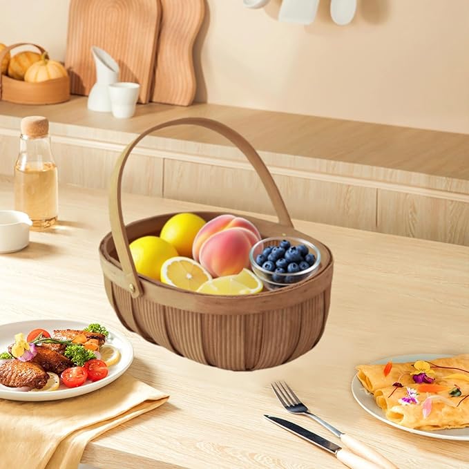 3Pack Harvest Basket, Garden Baskets with Handles, Handmade Woven Fruits Vegetable Storage Serving Holder, Gift Packing Woven, Flower Girl
