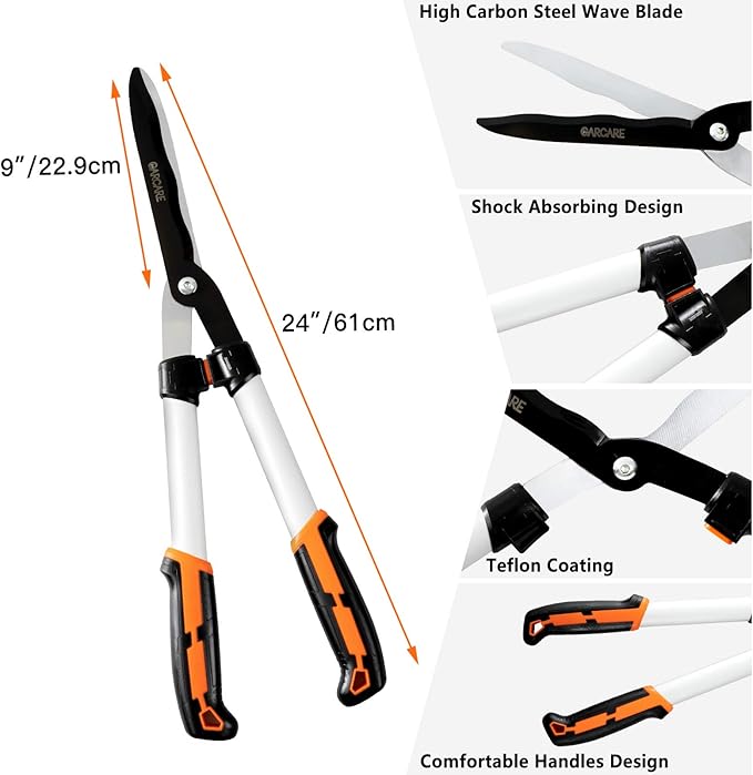 GARCARE Hedge Clippers Pruning Shears 4 in 1 Set High Carbon Steel Folding Saw, Branch Cutter, Tree Pruner, Garden Scissors, Tree & Shrub Care Kit