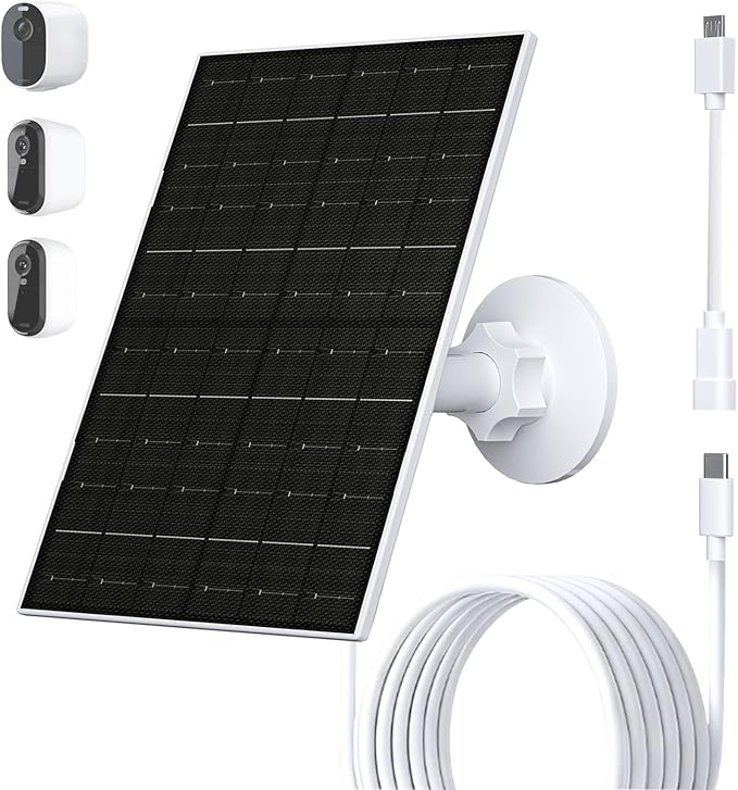 FUTUREZEN 6W Solar Panel for Arlo Camera, Solar Charger Compatible with Arlo Essential 2K (2nd Gen), Essential XL & Spotlight Cameras, USB C & Micro USB Plug, IP66 Waterproof, 9.8ft Cable