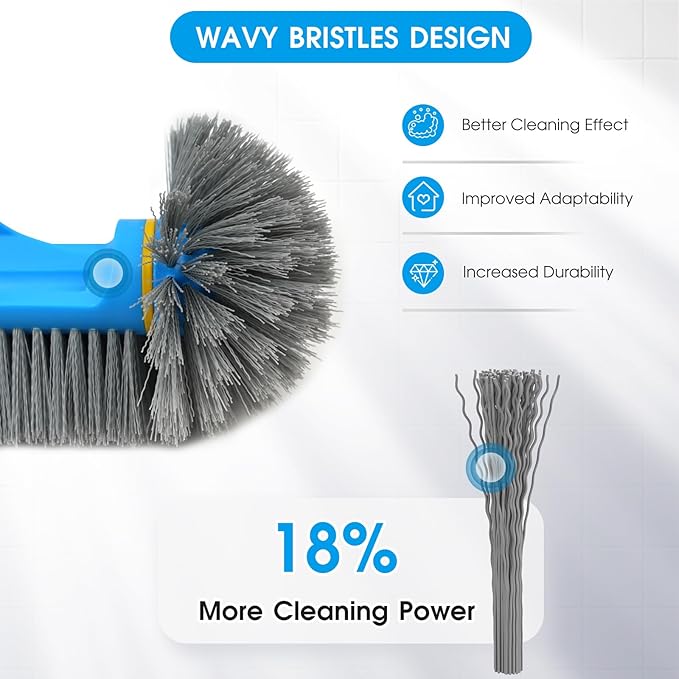 TidyMister 12.5'' Round End Pool Brush Head - Cleaning Wall & Tiles & Steps, Sturdy Nylon Bristles, Scrub Brush for Inground/Above Ground Pool, Spa, Hot Tub, No Pole