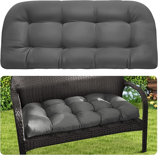 MAGIC ELEPHANT Outdoor Bench Cushion, Memory Foam Loveseat Cushion for Patio Furniture Wicker Chair, Settee Porch Swing Seat Cushion, 44 x 19 Inches (Grey)