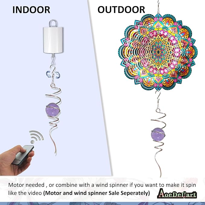 Aoedelyart Gazing Ball Spiral Decorative Wind Spinner Tail Sun Catcher 11inch Tail and 2 inch Glass Orb.Wind Spinner Stabilizer Indoor Outdoor Garden Decoration,Garden Gift-13 inch Height (Purple)