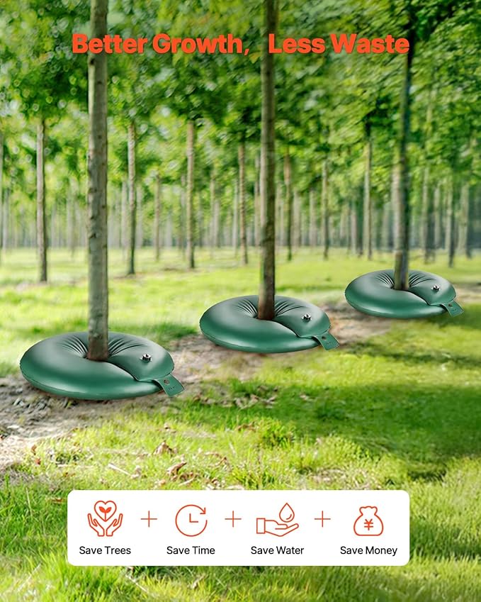 VEVOR Tree Watering Bag Slow Release, 4 Pack 20 Gallons Tree Watering Bags/Ring, Reusable Refillable Tree Irrigation Ring Water Bags, Heavy Duty Watering System for Shrub Tree Root Drip Irrigation