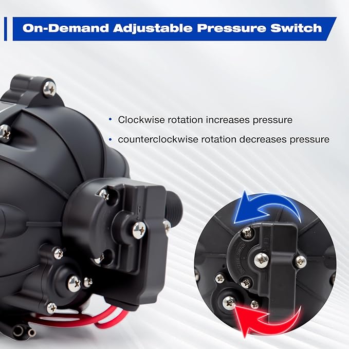 12 Volt Sprayer Pump, Chemical and Corrosion Resistant, 5.5GPM 60PSI 10 Amps Soft Wash Pump, Compatible with Roundup, Pressure Switch and Self-Priming for Agricultural Spraying