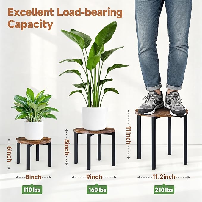 Amaoot 3-Pack Plant Stands Indoor, Plant Flower Display Shelf, Heavy Duty Flower Pot Stands for Multiple Plant Fits Living Rooms, Balconies, Offices(Fits 5" -12" Pots)