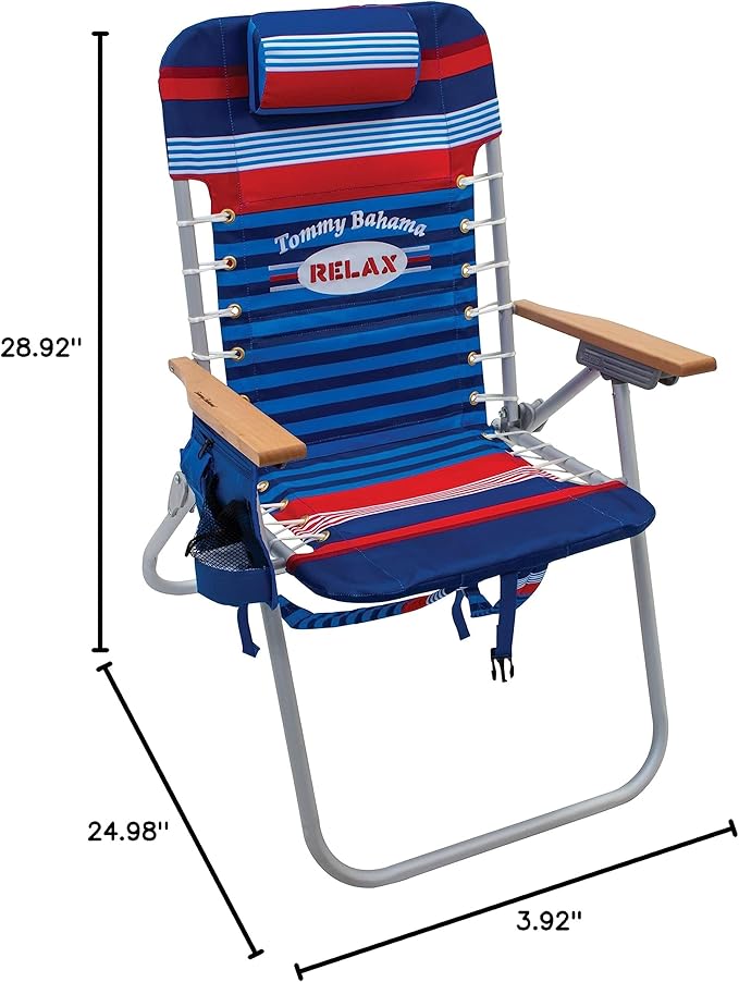 Tommy Bahama Hi-Boy 17" Seat Height 4-Position Lace-Up Suspension Folding Beach Backpack Chair