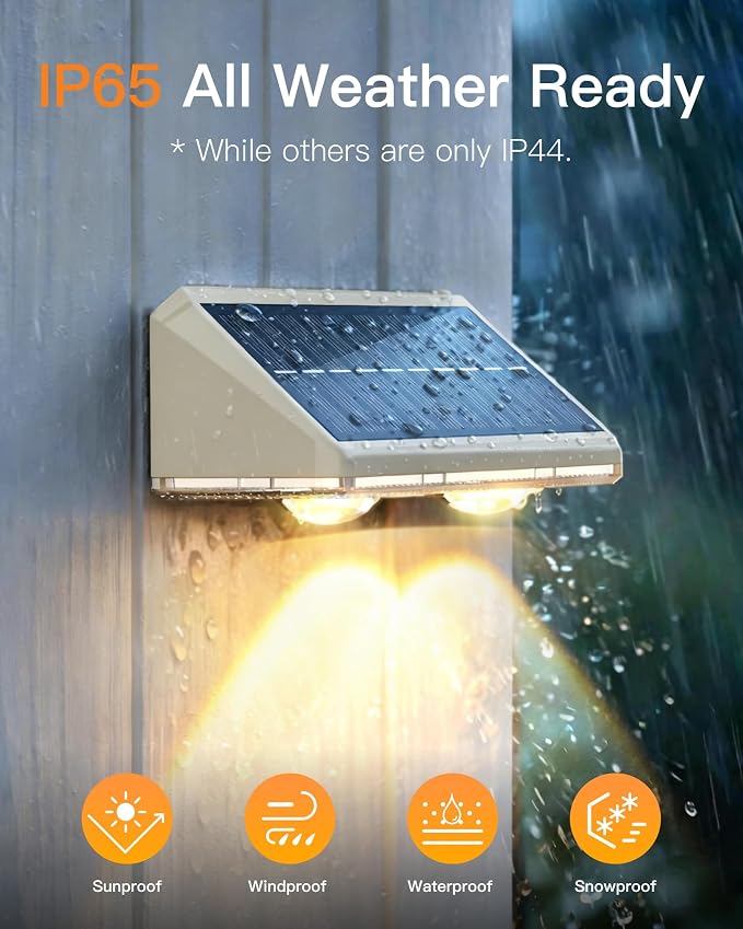 KEILAIMO Solar Fence Lights Outdoor, Fence Lights Solar Powered with Ultra-Bright LED Lens, 9 Color Modes, 12+ Hours Steady Glow for Deck/Backyard/Patio/Pool/Wall, 2 Pack, Matte White
