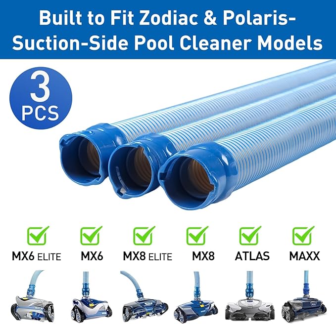 Pool Vacuum Hose, 3 Pack Twist Lock Pool Cleaner Hose Replacement for MX6 MX8, 39-Inch Swimming Pool Vacuum Hoses for Inground Pools, Easy Connect