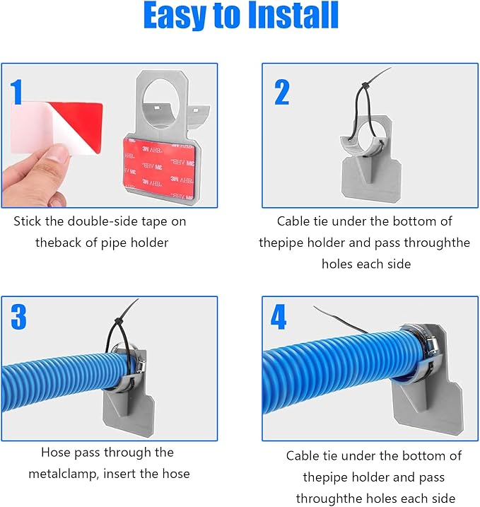 1.25" x 41in Pool Hoses Set for Above Ground Pools – Pool Pump Replacement Hose with Clamps, Compatible with Intex, Coleman, Summer Waves Pool Pumps & Filters (2 PACK Blue)