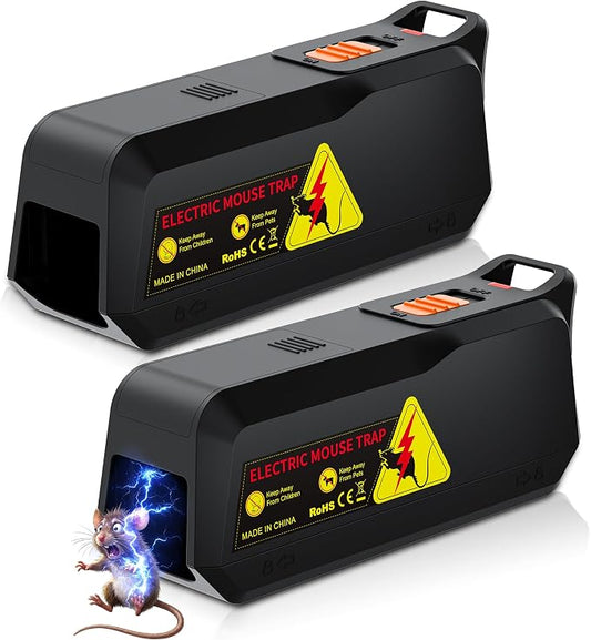 Electric Mouse Trap 2 Pack, Electric Mice Control for Indoor Home, Small Mice Catchers for House, Safe No Touch Traps, Quick-Set Mousetraps Effective