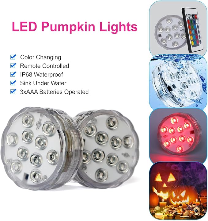 Submersible LED Pool Lights for Inground Pools and Above Ground Pools, 16 Colors 4 Modes Battery Powered Underwater LED Lights with Remote for Pool Pond Camping Bucket Decoration (4 Pack)