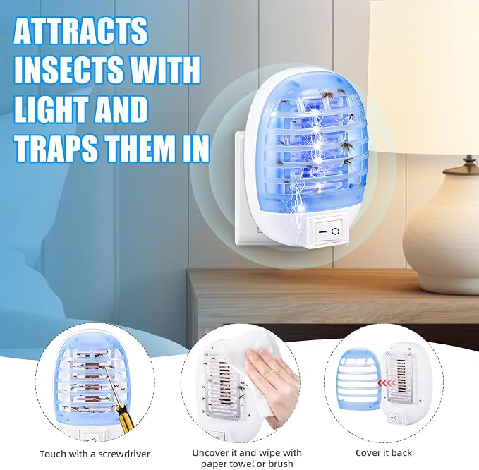 2026 Bug Zapper Indoor Plug in Mosquito Zapper Indoor,4Pack Mosquito Killer for Baby Room,Bedroom&Nursery,Fruit Fly Zapper Insect Killer with Blue Light,Plug in Gnat Killer for Kitchen&Indoor Plant