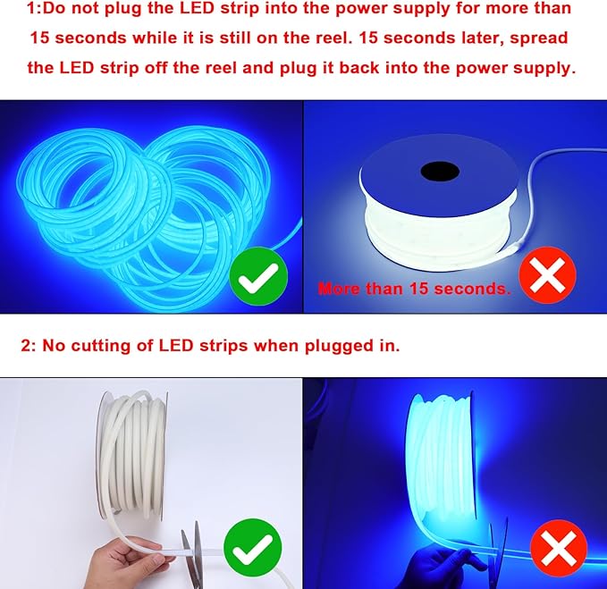 BENLUN AC 110V COB LED Strip Lights Outdoor Waterproof 65.6ft, Blue Super Bright 200W LED Rope Light, IP65 Flexible Cuttable, for Bedroom Garden Commercial House Gaming Room Decor