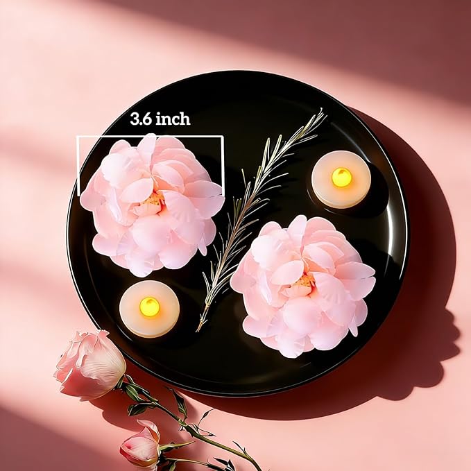24 Pack Flameless Floating Candles and Floating Artificial Flower Led Battery Operated Waterproof Tea Lights for Vases Centerpieces at Wedding, Party, Pool Decor Pink