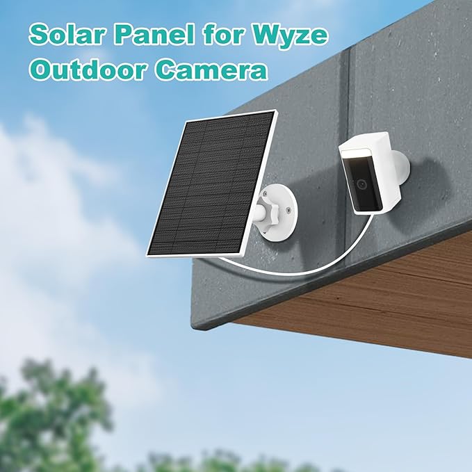 EverExceed 5W Solar Panel Compatible with Wyze Battery Cam Pro, Cam Outdoor V1, Cam Outdoor V2, Solar Panel for Wyze Camera with USB-C Port, Micro USB Adapter, IP65 Waterproof, 2 Pack