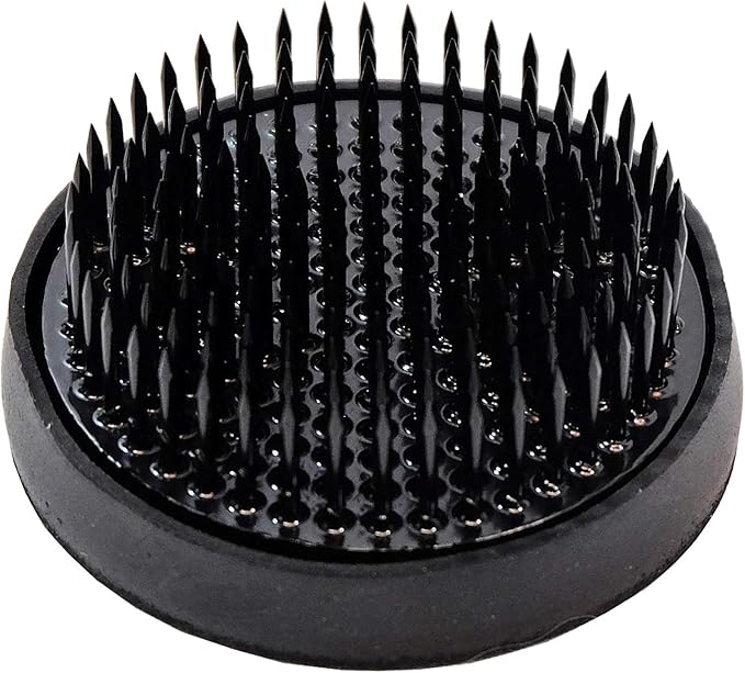 KAKURI Kenzan Flower Frog Black Mini Round 2.4", Japanese Ikebana Flower Arrangement Supplies, Professional Flower Holder Pin Frog, Japanese Stainless Steel, Made in Japan