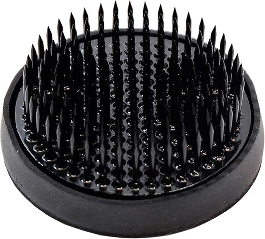 KAKURI Kenzan Flower Frog Black Mini Round 2.4", Japanese Ikebana Flower Arrangement Supplies, Professional Flower Holder Pin Frog, Japanese Stainless Steel, Made in Japan