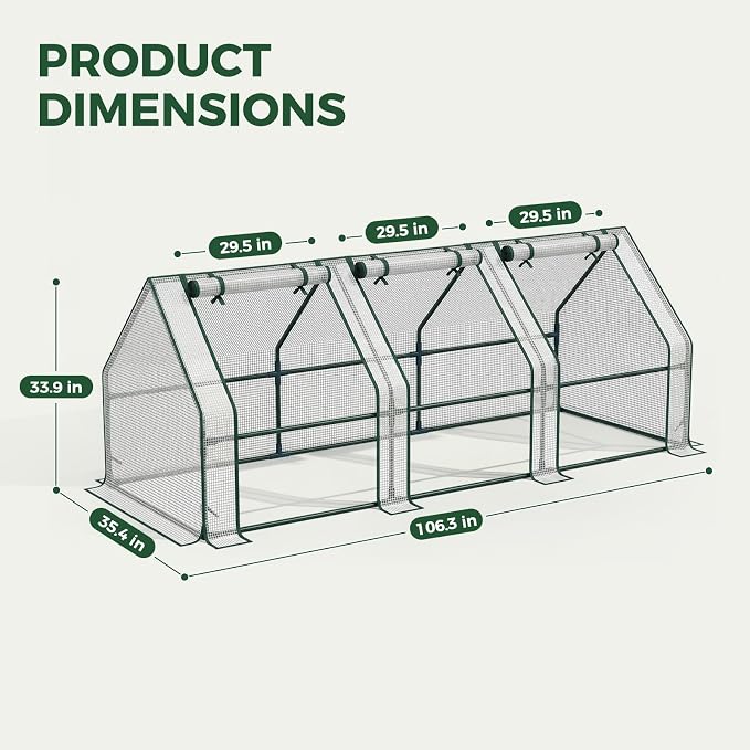 Gentingbro Mini Greenhouse Outdoor Portable Mini Greenhouse with Mesh Vents Portable Frame with Reinforced U-Shaped Ground Stakes 106 x 36 x 34-Inch