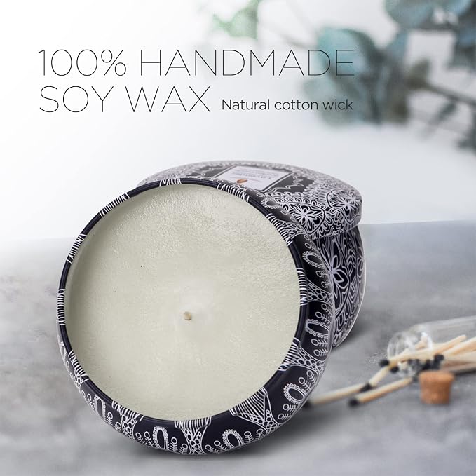 Citronella Candles - 4 Pack Citronella Candles Outdoor Set，Indoor Scented Soy Wax Candles Portable Travel Tin Gift Set for Home Garden Patio Balcony Decorative(Navy Blue)