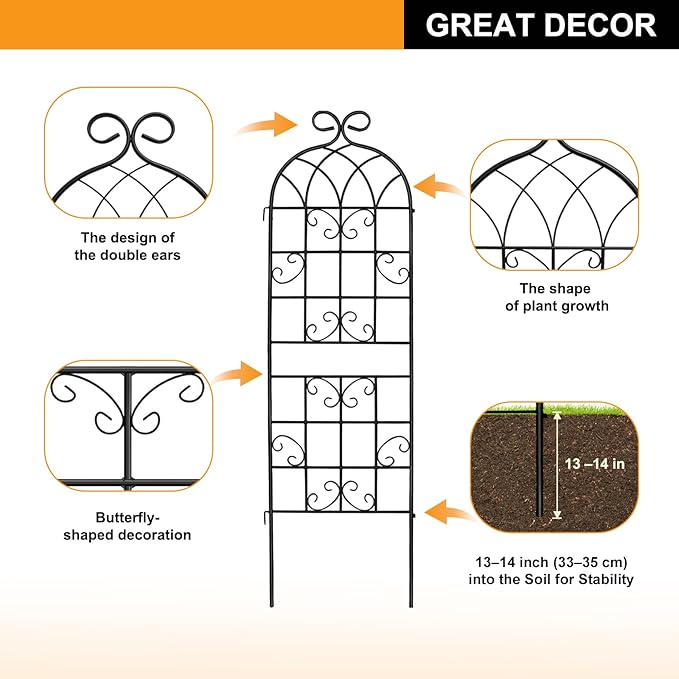 2 Pack 71" x 20" Metal Garden Trellis for Climbing Plants Outdoor, Heavy Duty Plant,Perfect for Climbing Roses, Clematis, Honeysuckle, Cucumbers, Pole Beans, Grape Vines and Flowering & Vines