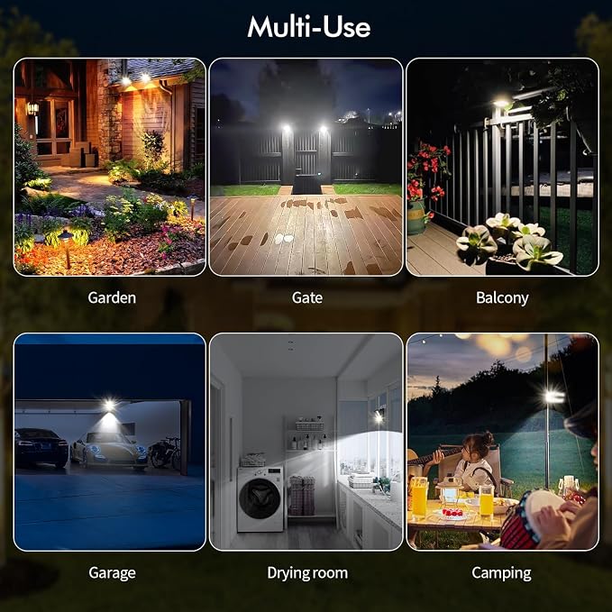 Clip-On Solar Motion Lights Outdoor Waterproof, 4 Pack (2 Pack 36 LEDs +2 Pack 70 LEDs) with Adjustable Color Temperatures, USB Charging & Remote Control, Perfect for Fence, Garage, Yard, Camping
