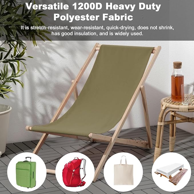 Thickened Waterproof Canvas Fabric by The Yard, 1200D 58" W Outdoor Upholstery Material Heavy Duty Fabric Water Resistant Sewing Material for Chair Patio Cushion Purse Bag, 3 Yard Khaki