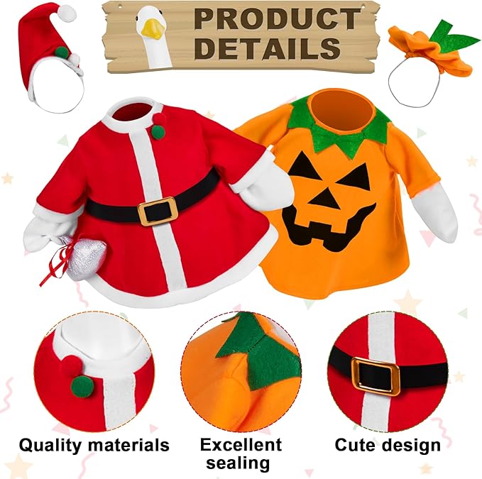 2 Sets Holiday Porch Goose Outfits for Thanksgiving and Christmas,23" Porch Goose Clothes for Patio Yard Lawn Decor