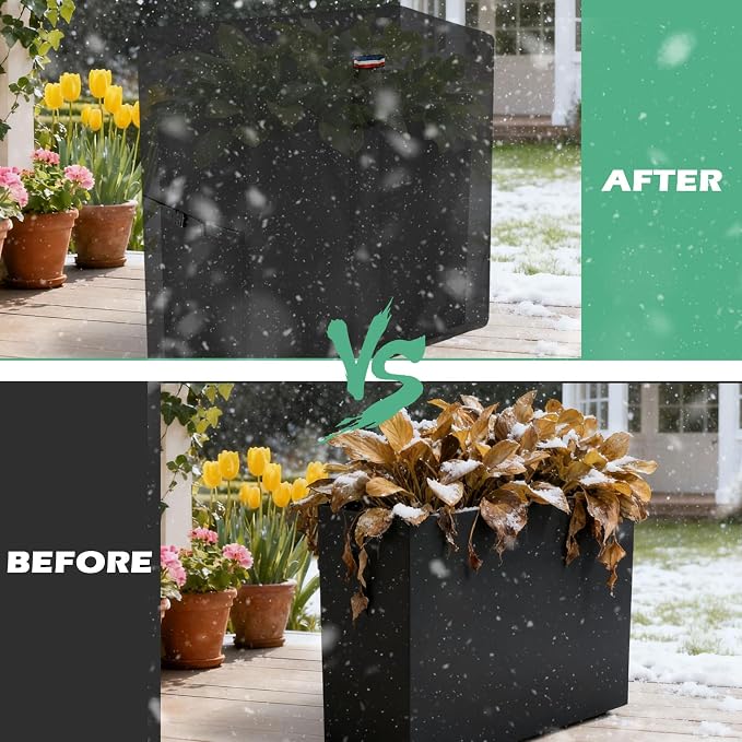 Planter Cover, for Veradek Tall Rectangular Planter, Heavy Duty Frost Cover for Outdoor Winter Frost Cold Weather, Black 30" x 12" x 29"