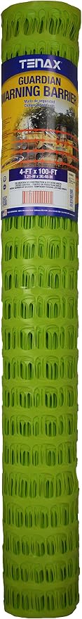 Tenax Guardian Warning Barrier Safety Fence, 4-Ft x 100-Ft Fluorescent