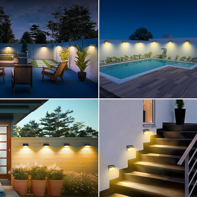 [138 LED/8 Packs] Solar Motion Sensor Lights Outdoor Waterproof with 3 Lighting Modes Wall Lights Solar Security Powered Lights for Garden Fence Yard Deck Garage, Warm White