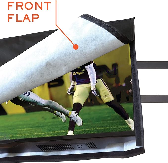 Outdoor TV Cover 55 inch - WITH FRONT FLAP - Weatherproof, Waterproof protection, Soft Interior, With Bottom cover - Black