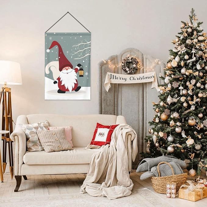 Delerain Christmas Gnome Garden Flag, 28 x 40 Inch Double Sided Design Weather Resistant Indoor & Outdoor Decoration Small Banner for Home Yard Lawn Patio Office