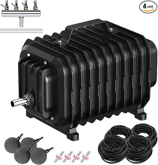 Pond Aerators for Outdoor Ponds, Air Pump for Pond up to 2500 Gallons, Complete Koi Fish Pond Aeration Kit, Oxygenation Bubbler Pump with Air Stones Airline Tubing Check Valves