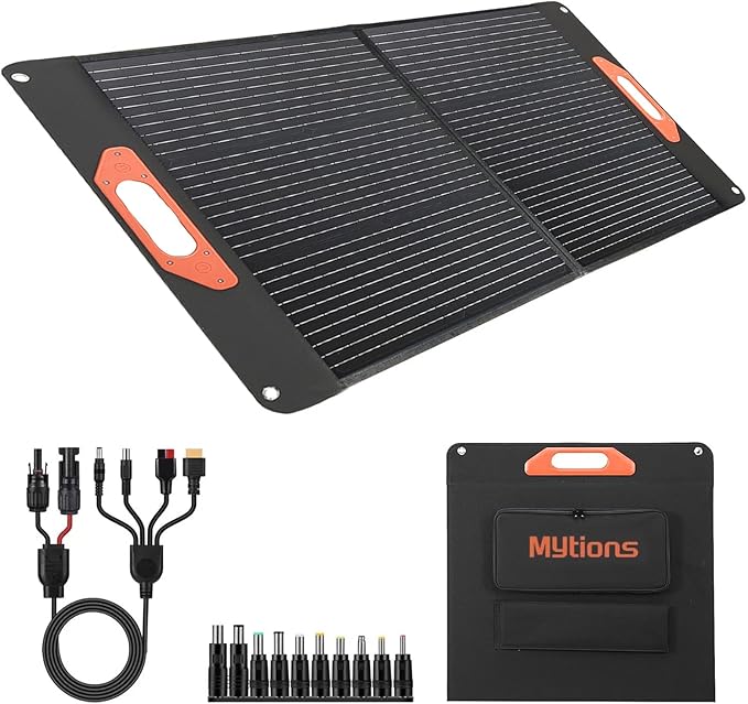 100W Portable Solar Panel for Power Station, Compatible with Jackery, Ecoflow, Bluetti, Anker and More Portable Power Stations, Weatherproof for Camping, RV, Emergency Power (100W)
