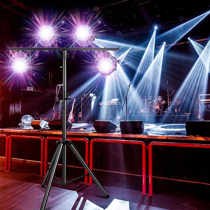 DJ Lights Stand 2 Pack, Heavy Duty DJ Stand, Portable Par Can Tripod Stage Light Stand Adjustable Height 41-95 Inch, DJ Lighting T Bar Suitable for Stages, Bar, Banquet, Party
