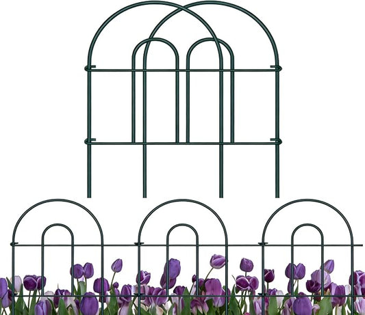 16in(H)×40ft(L) Green Decorative Garden Border Fence Total 40 Panels No Dig Metal Folding Fence Garden Edging Border Fence for Animal Barrier Fencing Flower Bed Yard Patio